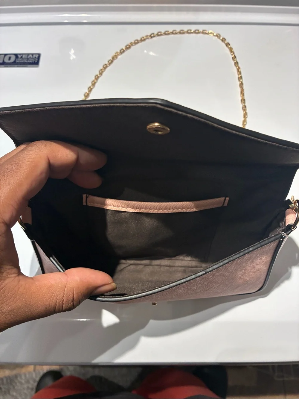 Peach Crossbody Envelope Bag with Gold Chain Strap